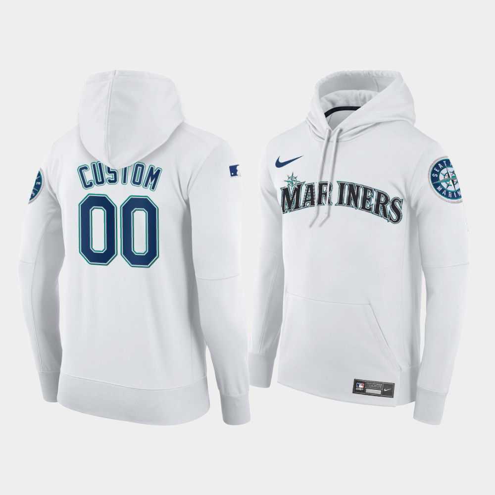 Men Seattle Mariners 00 Custom white home hoodie 2021 MLB Nike Jerseys